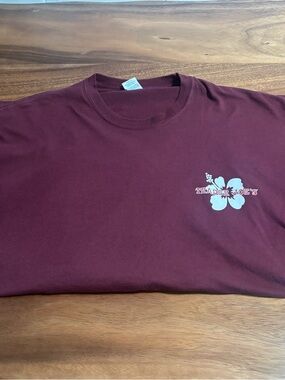 Trader Joe's port and company Maroon Hibiscus Logo employee Tee